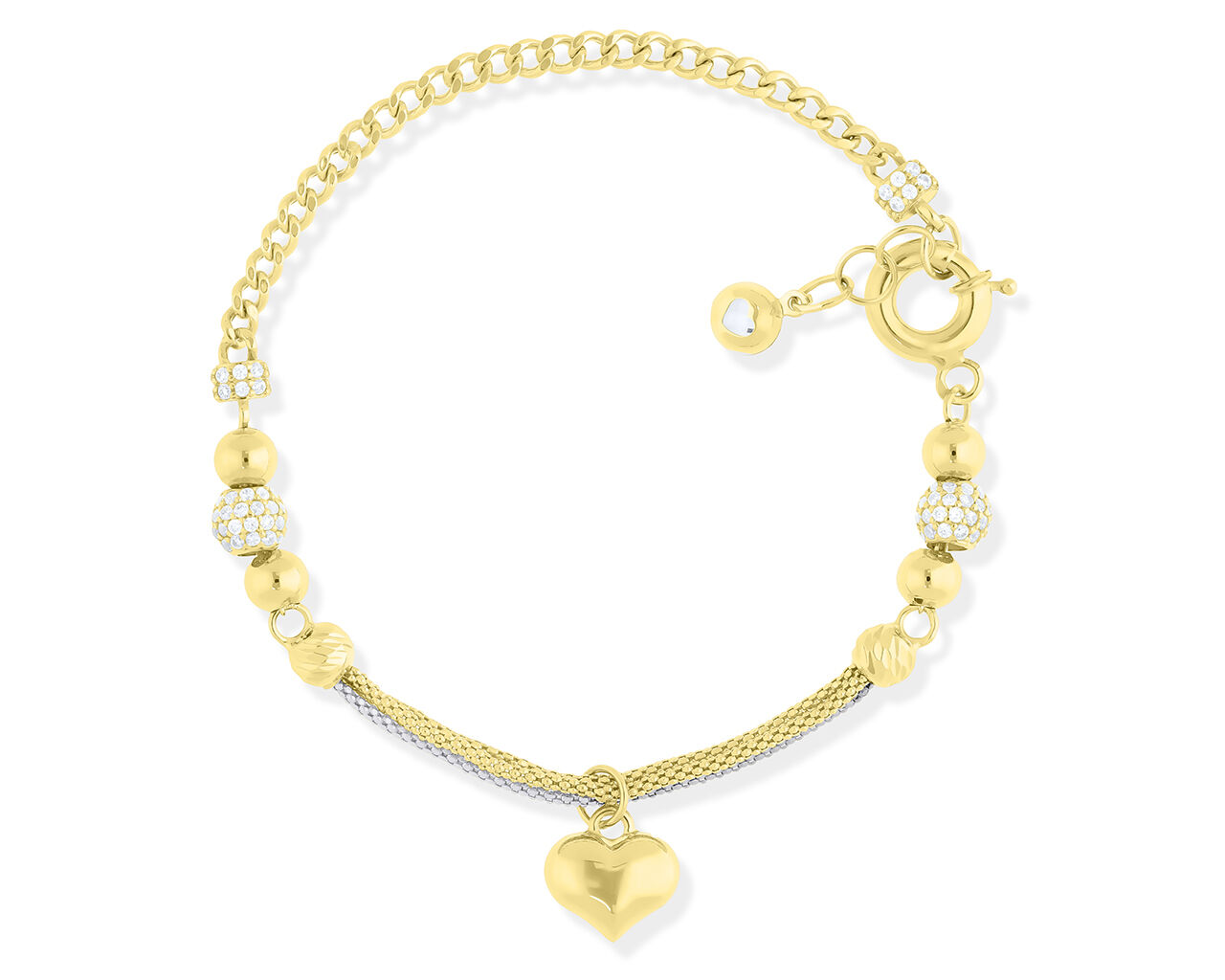 Bransoletka złota 585 z wiszącym serduszkiem