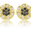 Złote kolczyki z czarnymi i białymi cyrkoniami 585 - 2