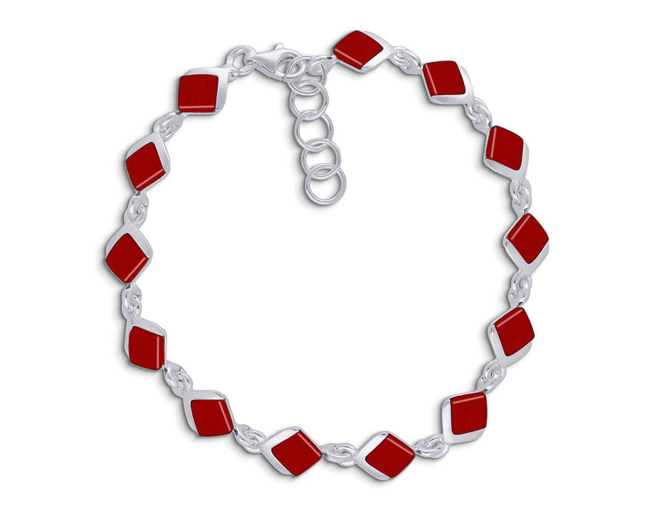 Bransoletka srebrna z czerwonym koralem pr.925