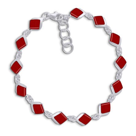 Bransoletka srebrna z czerwonym koralem pr.925