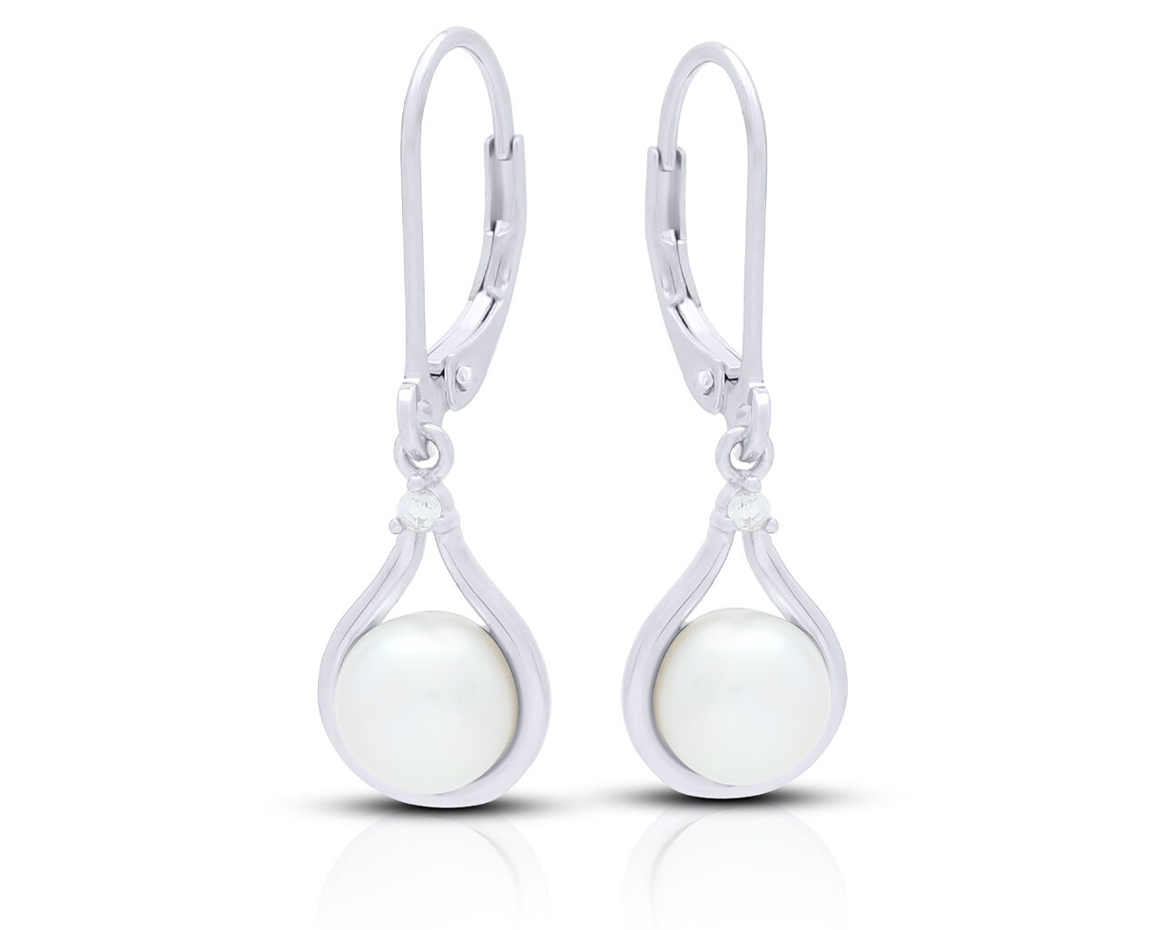 Kolczyki srebrne wiszące z perłą pr.925