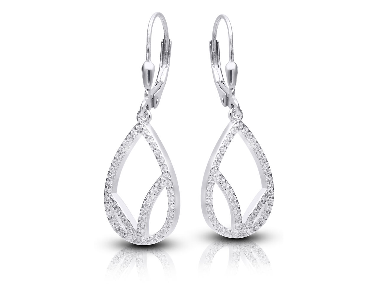 Kolczyki srebrne wiszące damskie z cyrkoniami