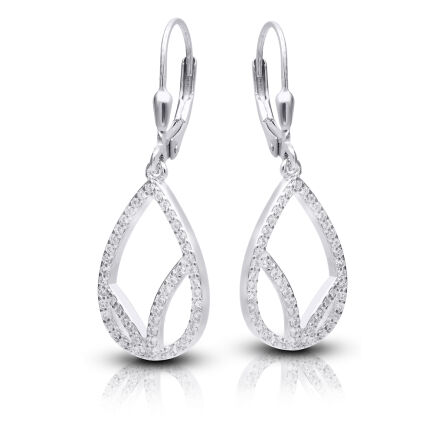 Kolczyki srebrne wiszące damskie z cyrkoniami