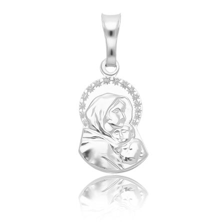 Srebrny medalik z Matką Boską