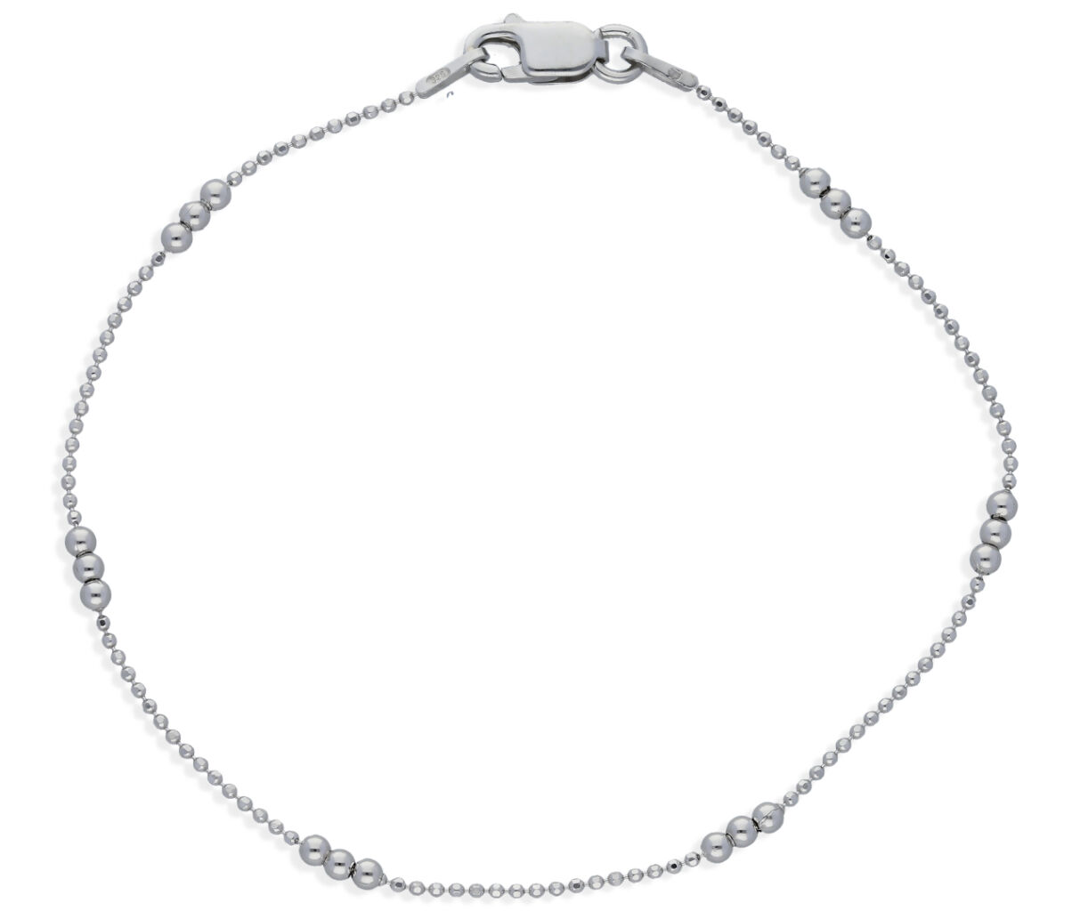 Bransoletka srebrna złożona z błyszczących kulek