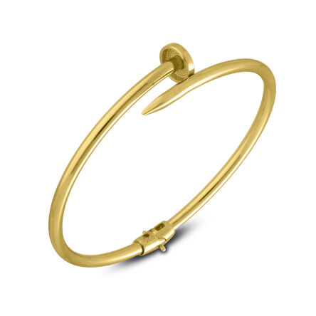 Sztywna bransoletka srebrna pozłacana gwóźdź