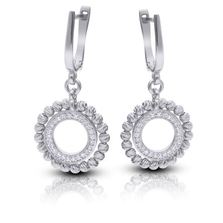 Srebrne kolczyki wiszące diamentowane kuleczki