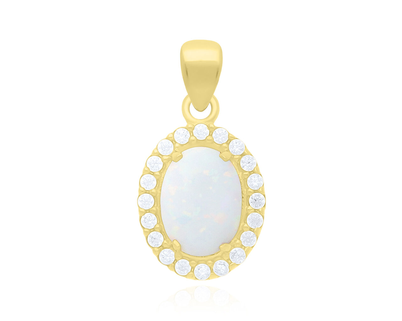 Złota zawieszka biały opal i cyrkonie pr.585