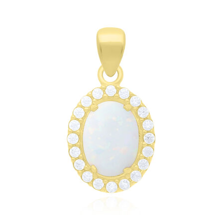Złota zawieszka biały opal i cyrkonie pr.585