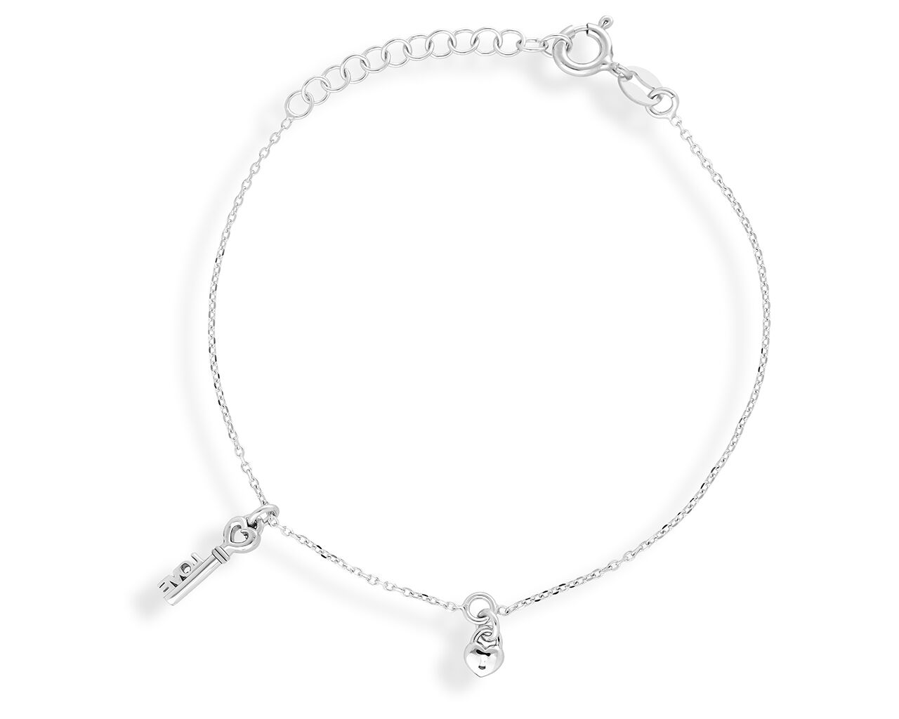 Srebrna bransoletka z kluczykiem i serduszkiem