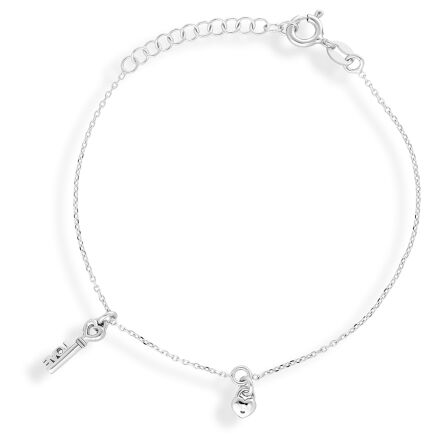 Srebrna bransoletka z kluczykiem i serduszkiem