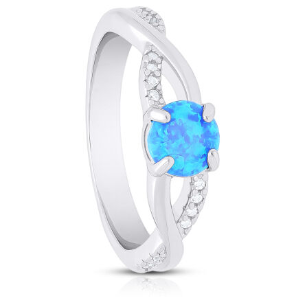 Pierścionek srebrny z niebieskim opalem