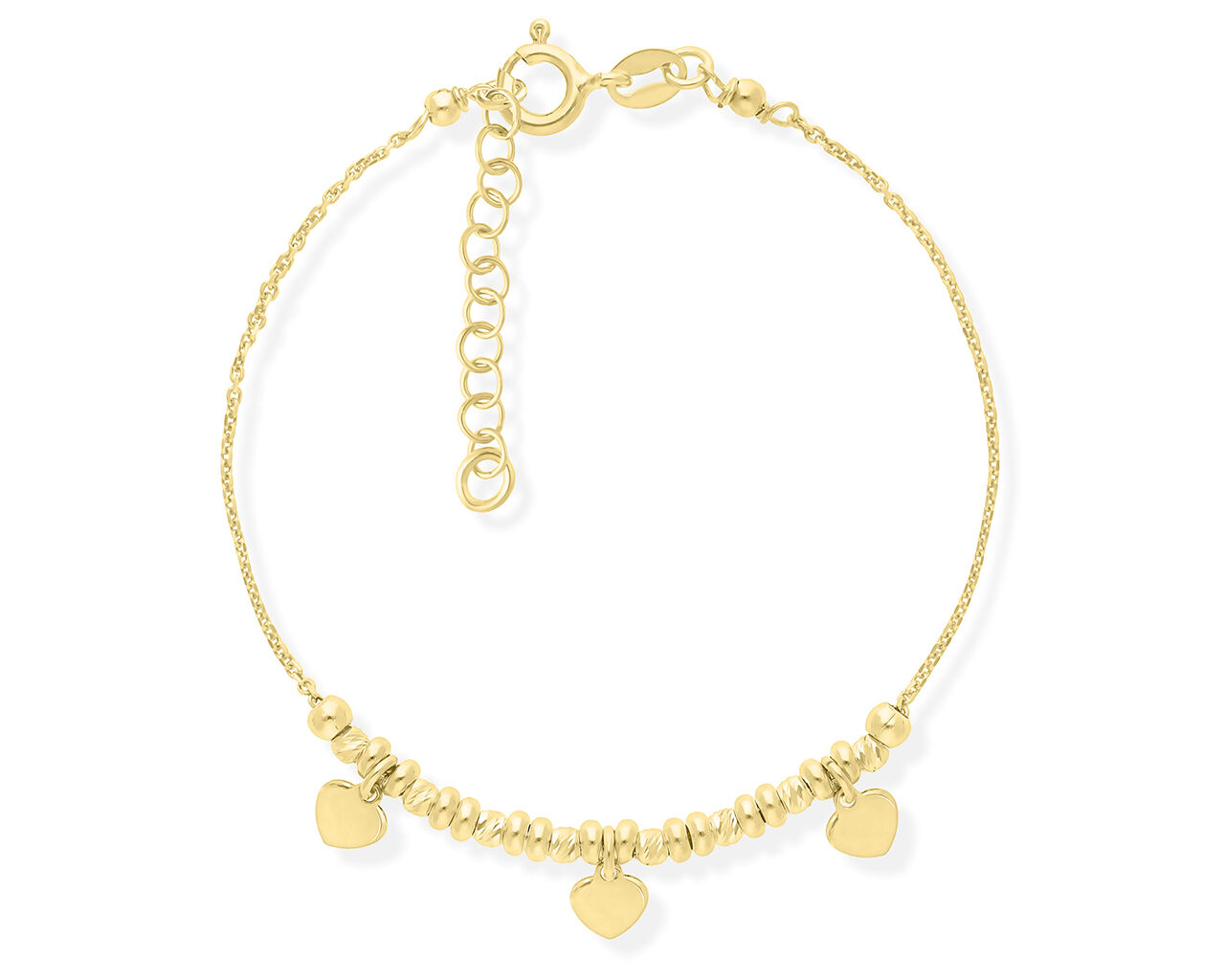 Bransoletka srebrna pozłacana z sercami