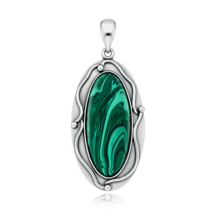 Zawieszka srebro 925 Malachit Srebrny Ornament