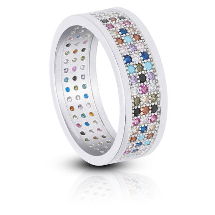 Pierścionek srebrny z kolorowymi kamieniami