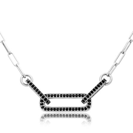 Srebrny naszyjnik damski z czarnymi kamieniami