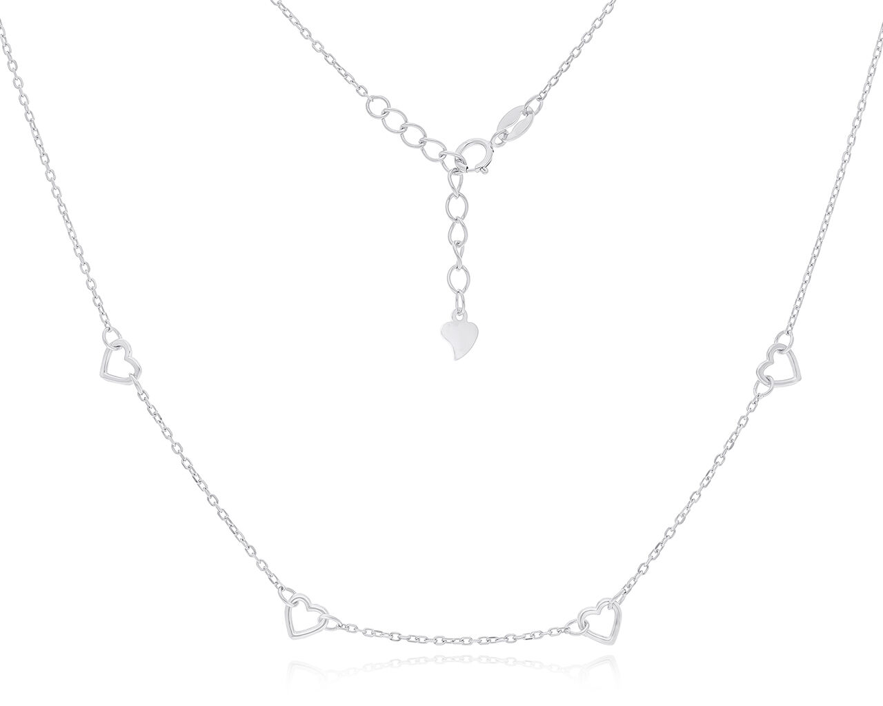 Naszyjnik srebrny z gładkimi serduszkami