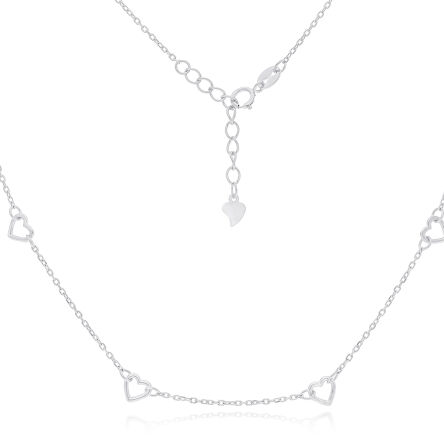 Naszyjnik srebrny z gładkimi serduszkami