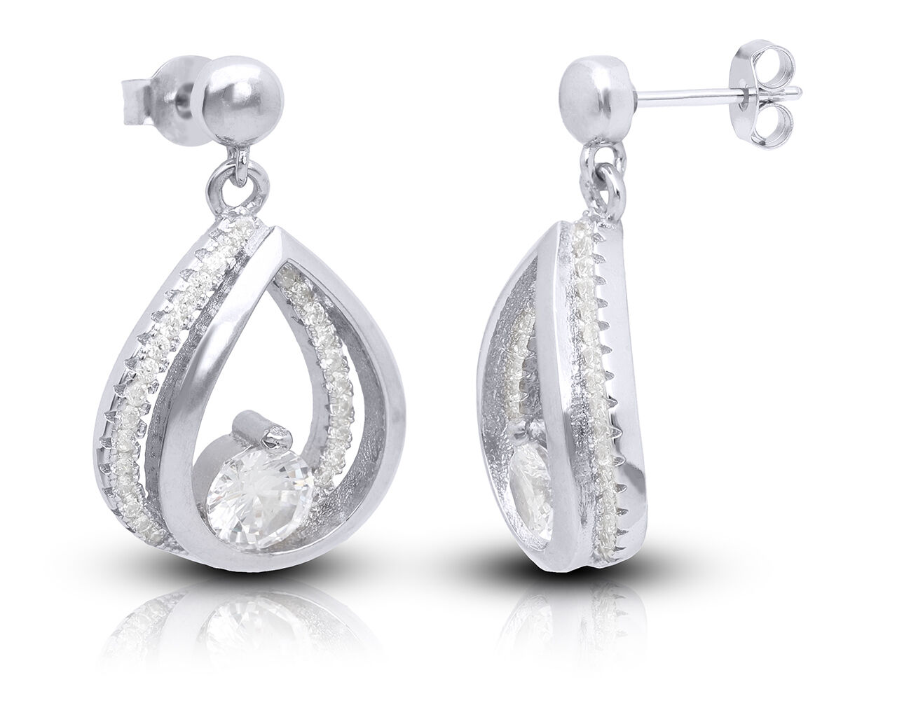 Srebrne kolczyki wiszące oryginalny wzór