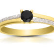 Złoty pierścionek czarna i białe cyrkonie pr.585 - 2