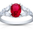 Srebrny pierścionek z dużym czerwonym kamieniem - 2