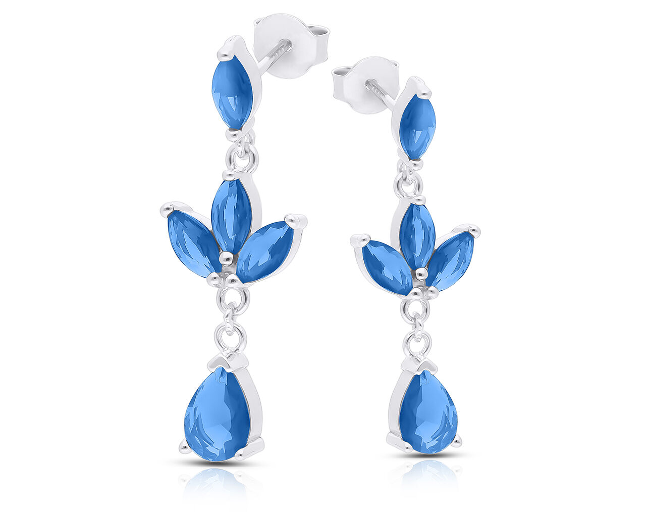 Kolczyki srebrne z ciemnoniebieskimi kamieniami