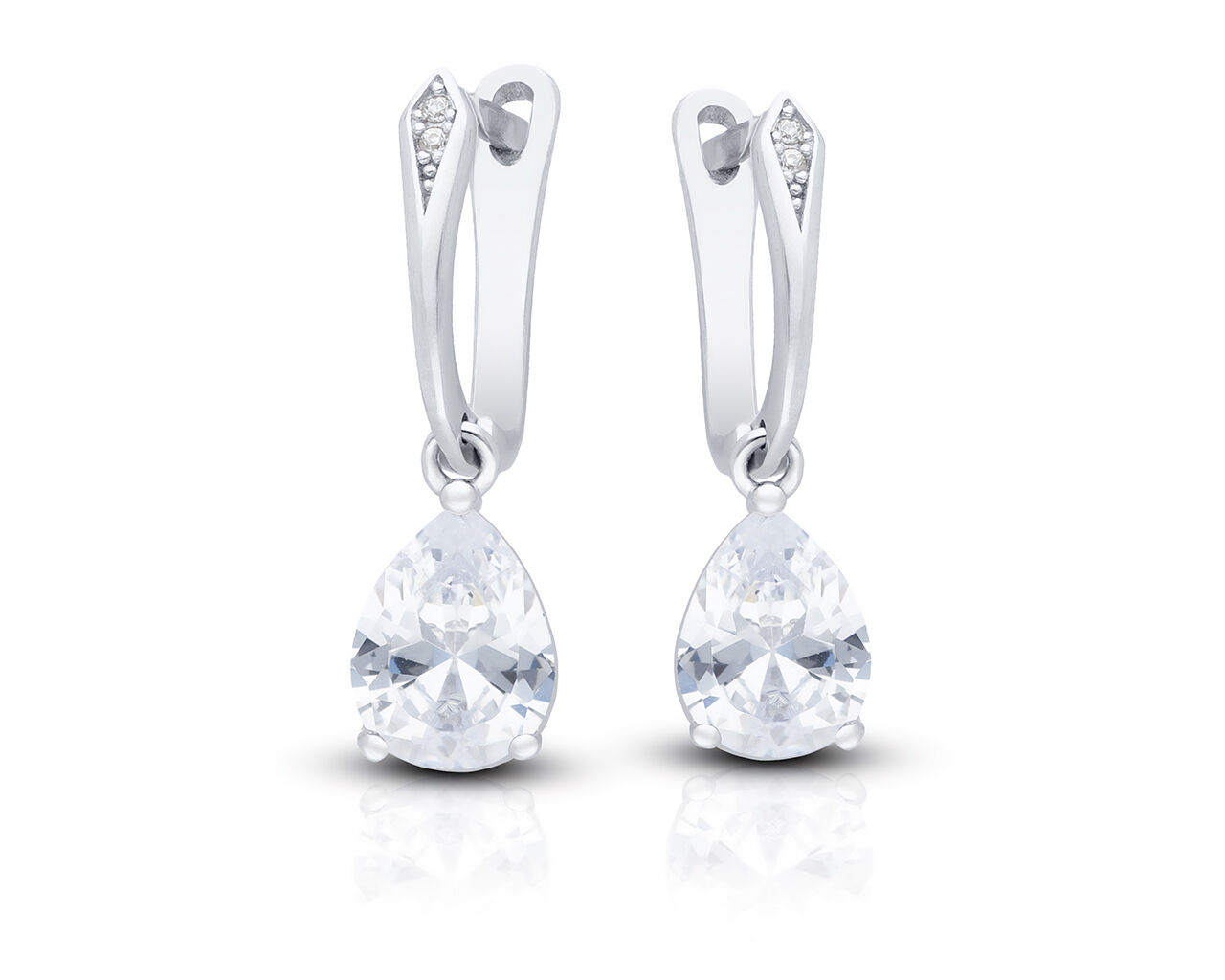 Kolczyki srebrne wiszące angielskie z cyrkonią