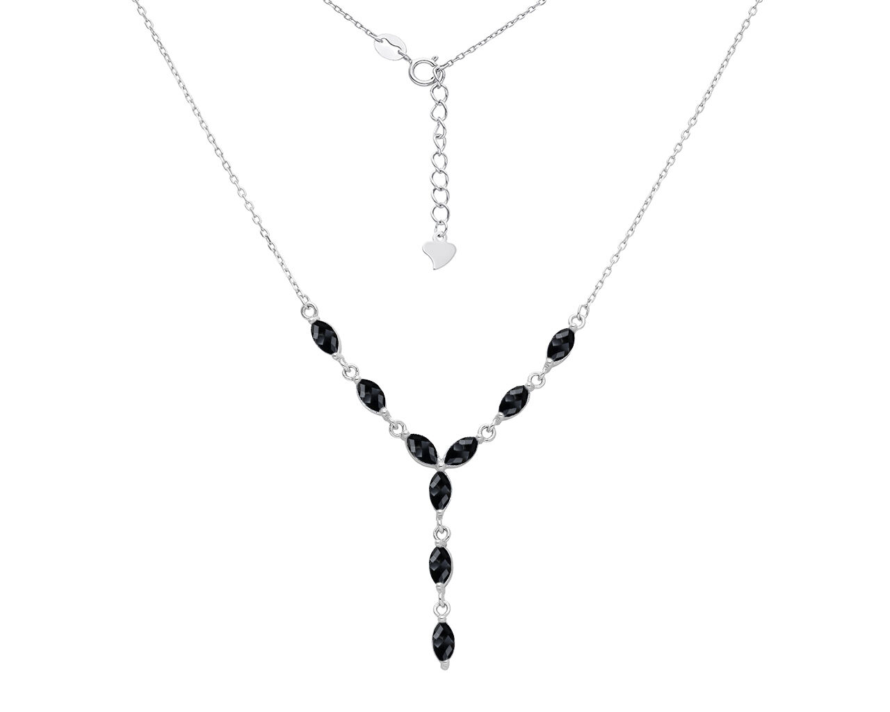 Naszyjnik srebrny z czarnymi kamieniami