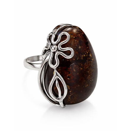 Srebrny pierścionek z bursztynem