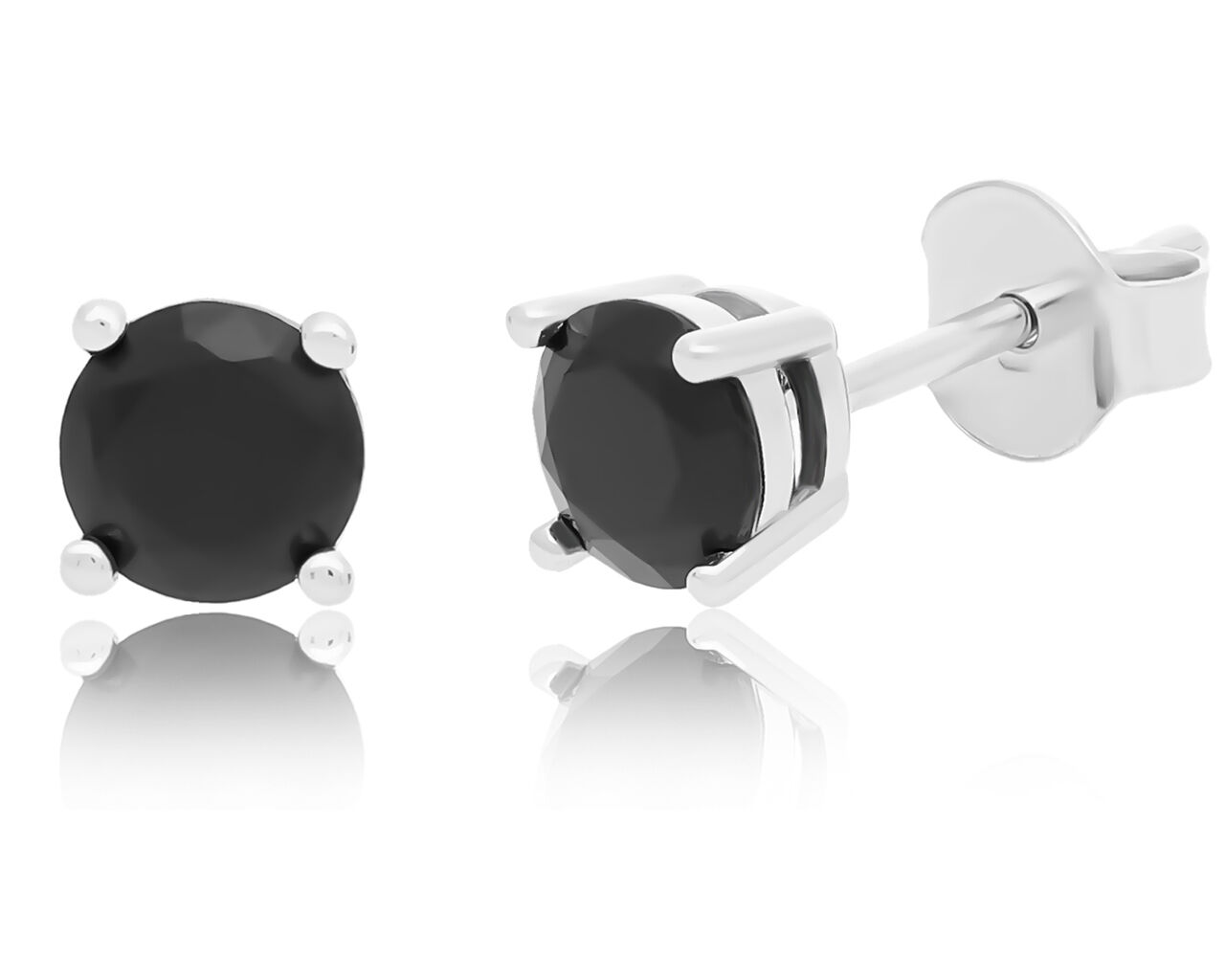 Kolczyki srebrne sztyfty z czarnymi cyrkoniami