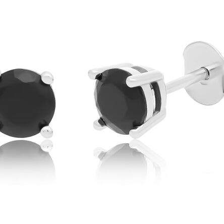 Kolczyki srebrne sztyfty z czarnymi cyrkoniami