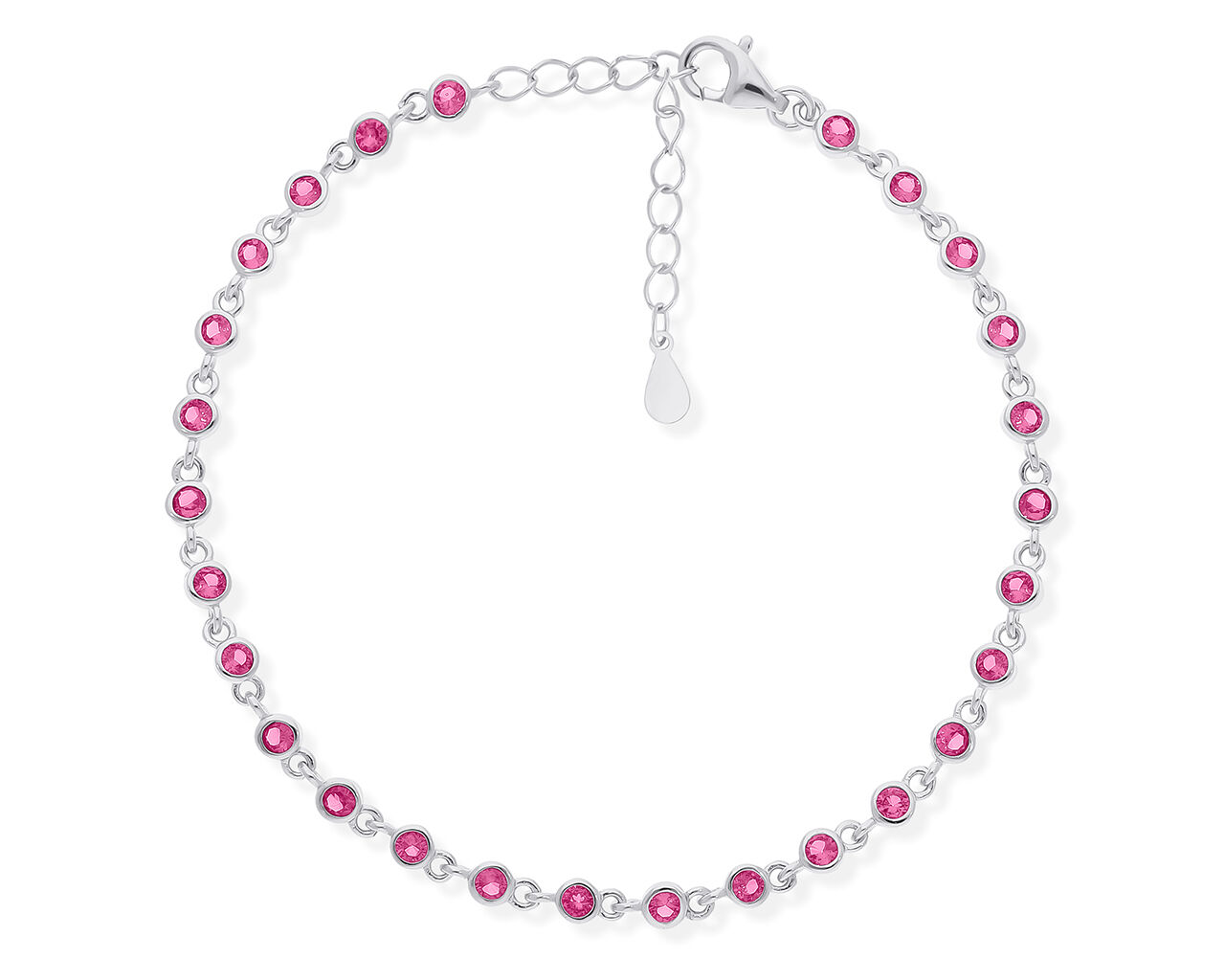 Bransoletka srebrna z różowymi kamieniami