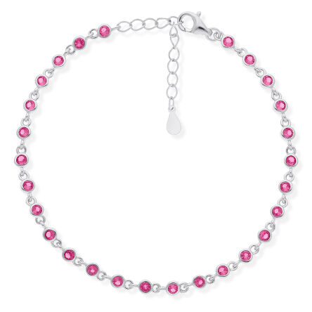 Bransoletka srebrna z różowymi kamieniami