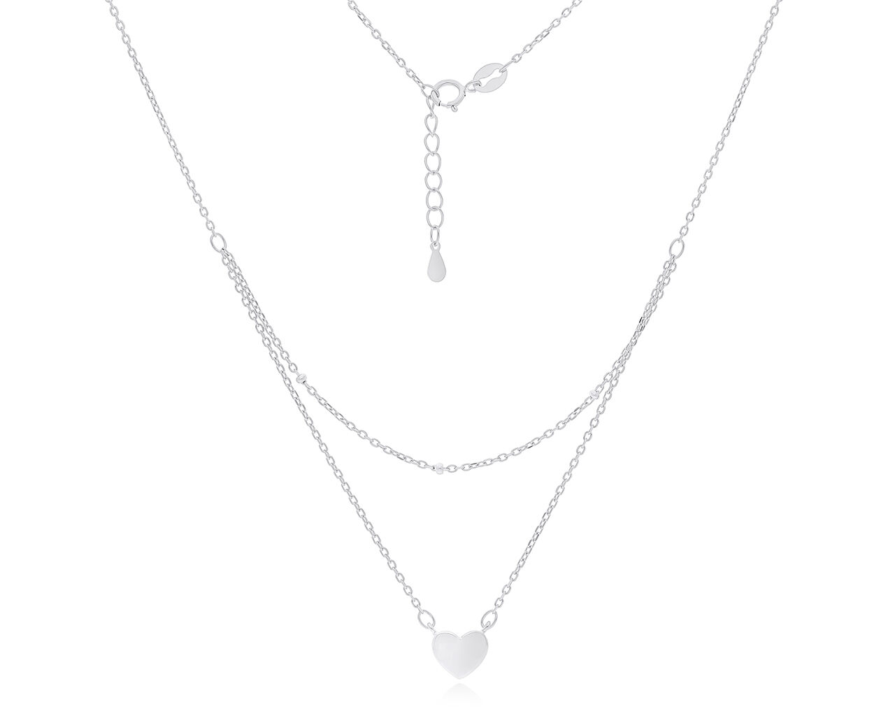 Srebrny naszyjnik podwójny z gładkim sercem