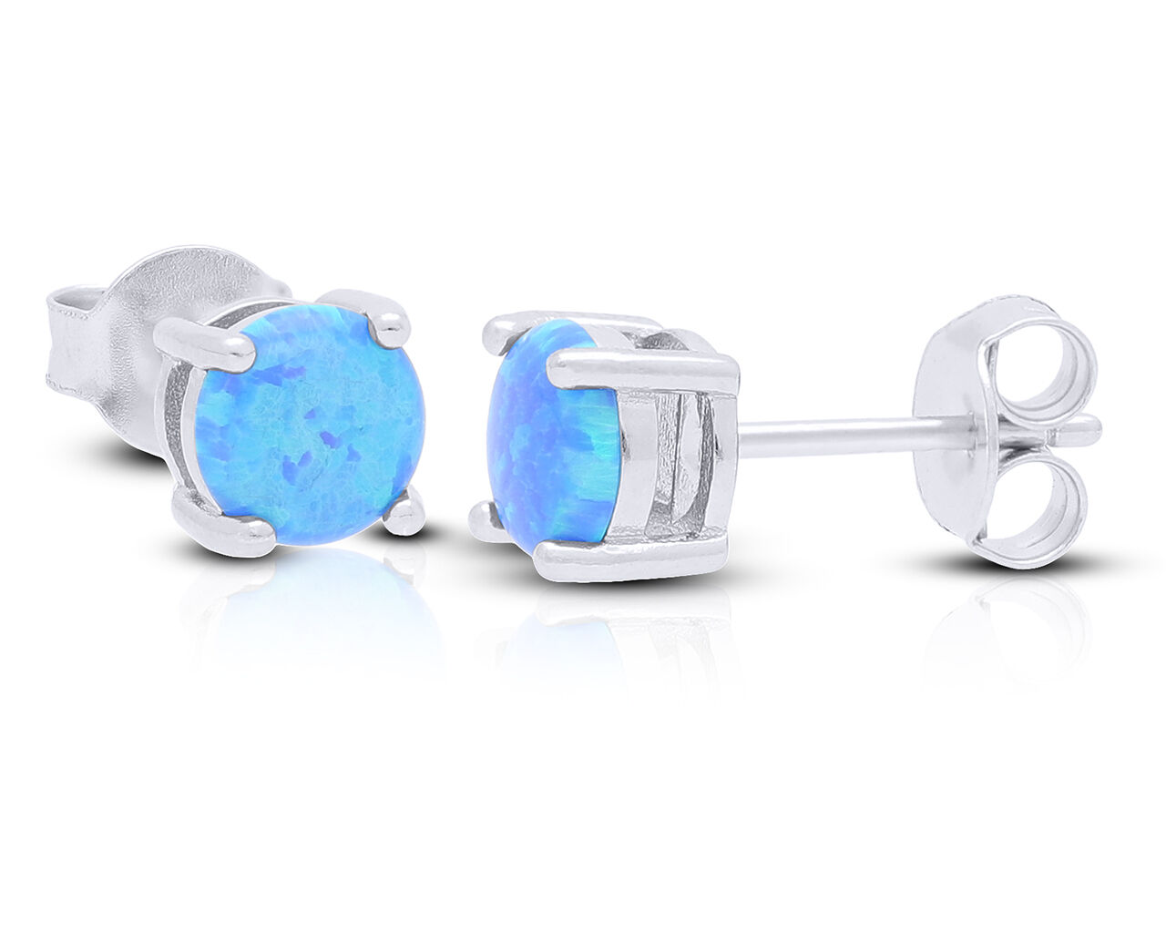 Kolczyki srebrne z niebieskim opalem sztyfty
