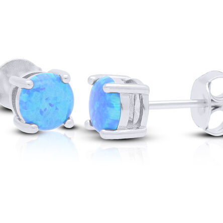 Kolczyki srebrne z niebieskim opalem sztyfty