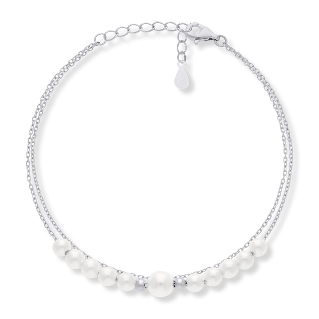 Bransoletka srebrna 925 z białymi perłami