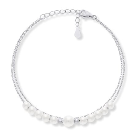 Bransoletka srebrna 925 z białymi perłami