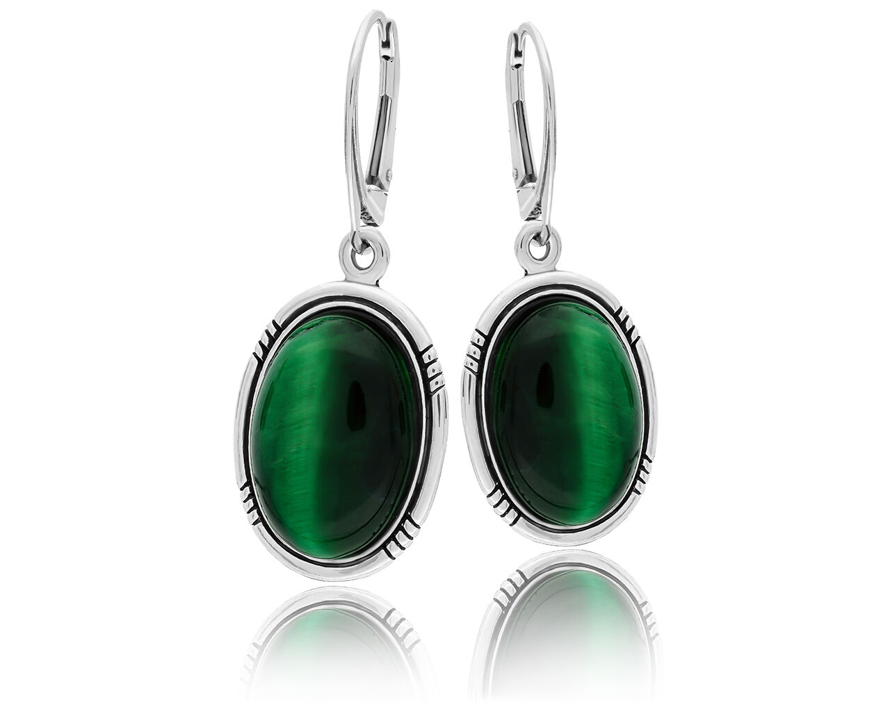 Kolczyki srebrne wiszące naturalne Tygrysie Oko