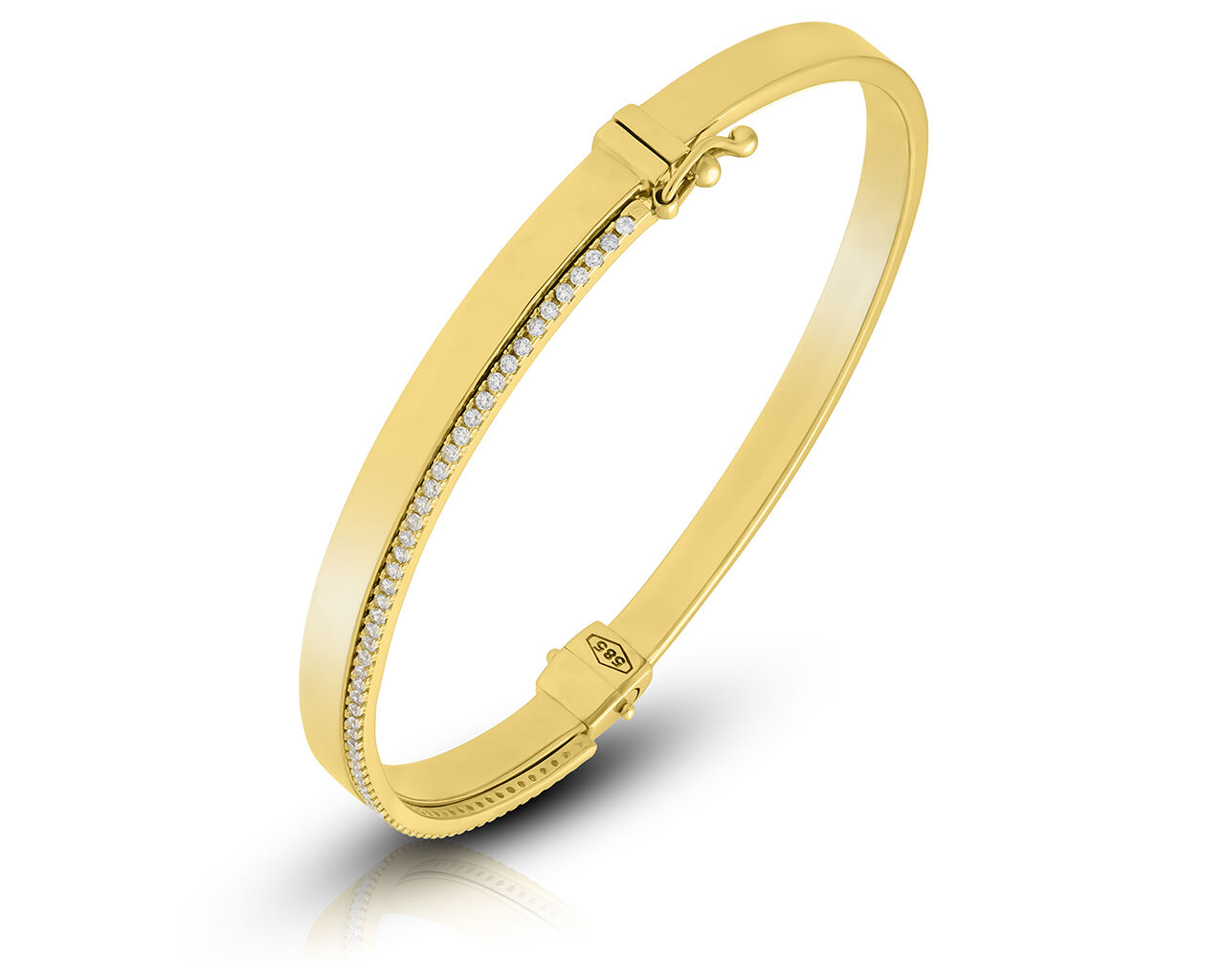 Złota bransoletka sztywna z cyrkoniami pr.585