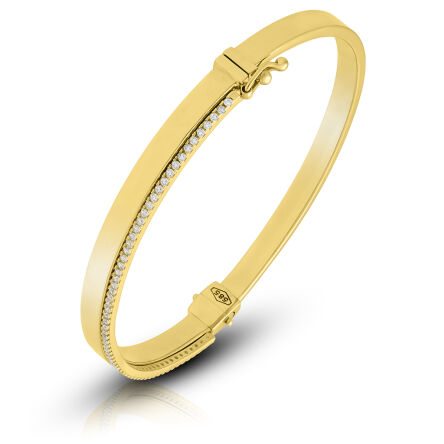 Złota bransoletka sztywna z cyrkoniami pr.585