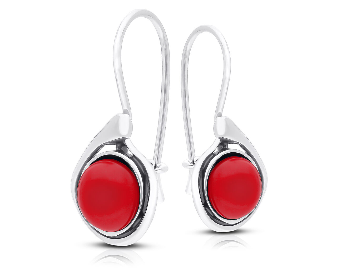 Kolczyki srebrne z czerwonym koralem