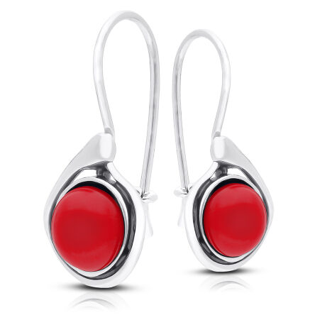 Kolczyki srebrne z czerwonym koralem