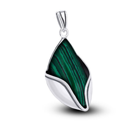 Zawieszka srebrna damska z zielonym malachitem