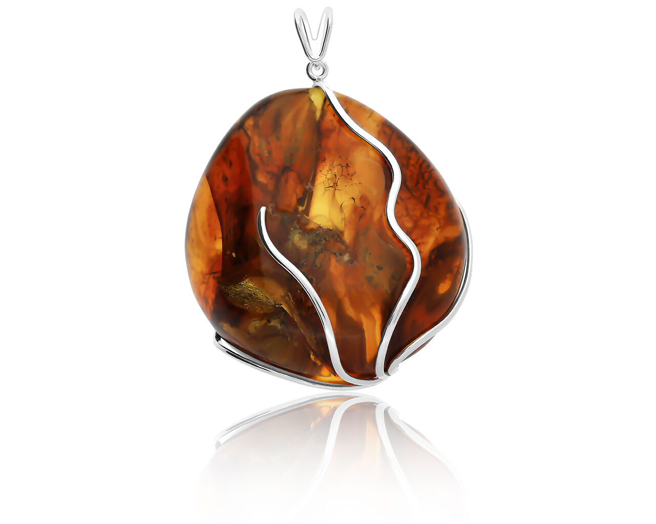 Zawieszka srebrna z naturalnym bursztynem pr.925