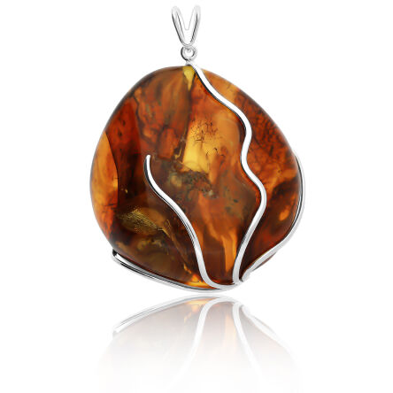 Zawieszka srebrna z naturalnym bursztynem pr.925