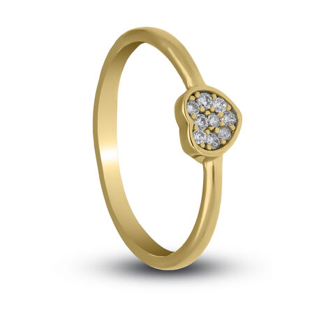 Pierścionek złoty serduszko z cyrkoniami