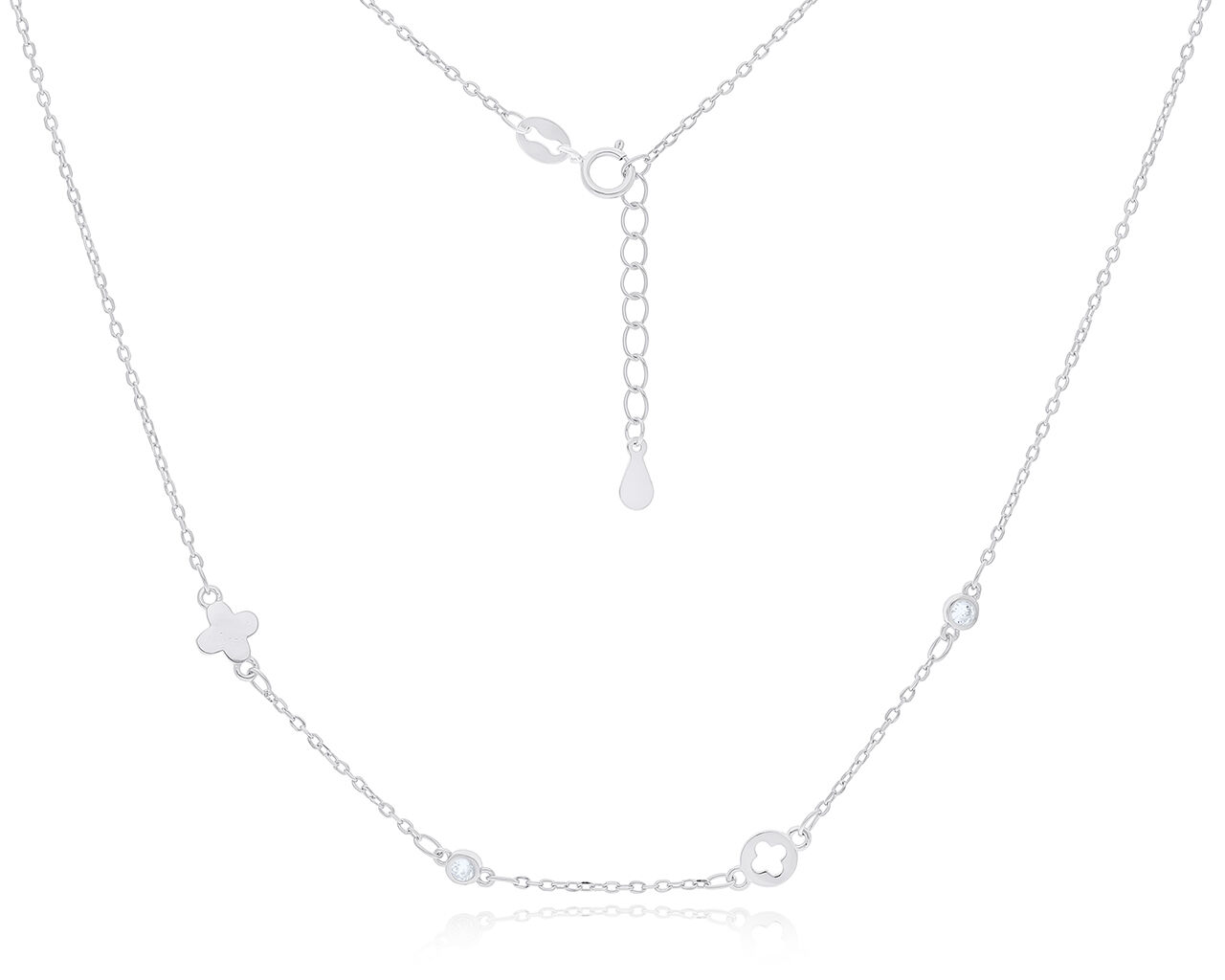 Naszyjnik srebrny z zawieszkami i cyrkoniami