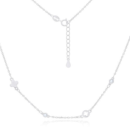 Naszyjnik srebrny z zawieszkami i cyrkoniami