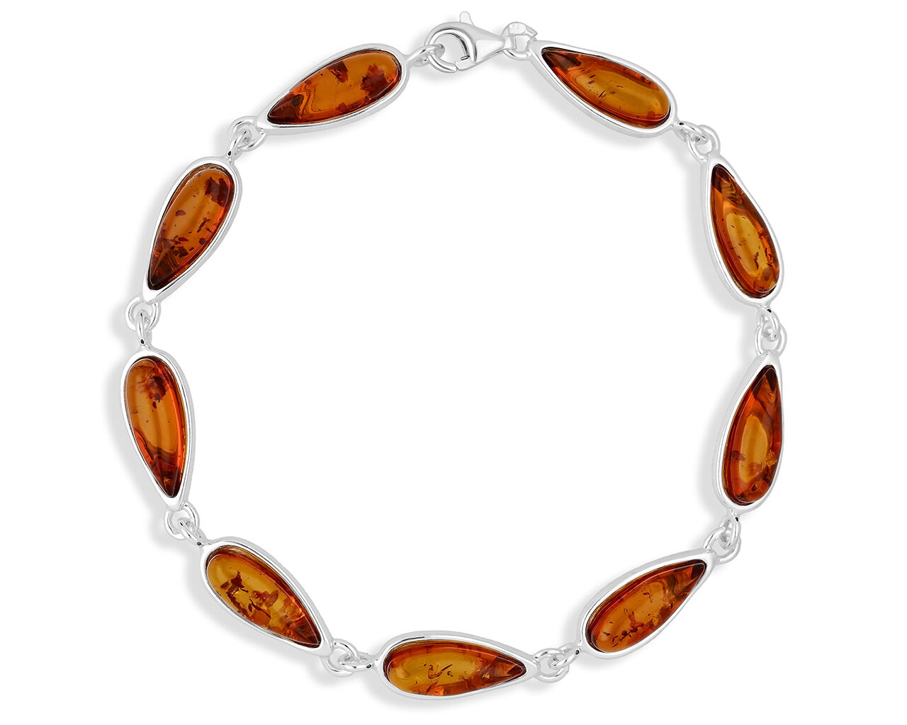 Srebrna bransoletka z bursztynami naturalnymi